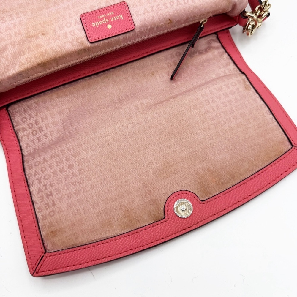 Kate Spade Leather Laurel Way Greer Coral Chain Crossbody Bag Purse - Picture 10 of 13